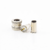 conector mini uhf macho, 50 ohm, de anillo plegable para cables rg 58/u, rg 142/u, niquel/oro/delrin.