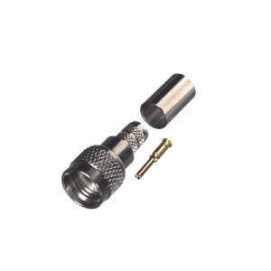conector mini uhf macho de anillo plegable para proflex, níquel/ oro/ delrin.