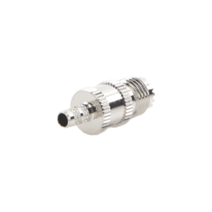 conector mini uhf hembra de anillo plegable en cables rg 58/u, rg 142/u, níquel/ plata/ delrin.