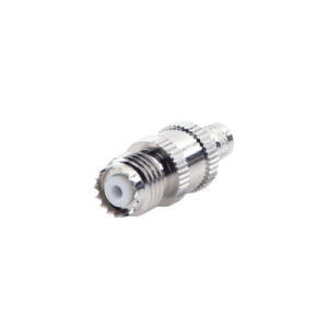 conector mini uhf hembra en línea, de anillo plegable para cable coaxial rg 8/x, 9258, lmr 240, níquel/ plata/ teflón.