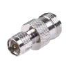 adaptador en línea, de conector mini uhf macho a n hembra, níquel/ oro/ teflón.