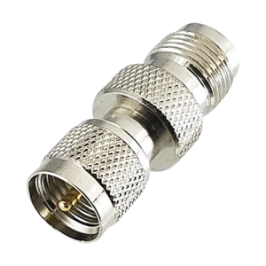 adaptador en línea, de conector mini uhf macho a tnc hembra, níquel/ oro/ teflón.