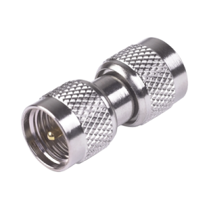 adaptador barril, de conectores mini uhf machos, níquel/ oro/ teflón.