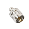 adaptador en línea de conector mini uhf hembra a uhf macho (pl 259), níquel/ oro/ teflón.