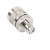 adaptador en línea de conector mini uhf hembra a uhf macho (pl 259), níquel/ oro/ teflón.