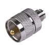 adaptador en línea de conector mini uhf hembra a uhf macho (pl 259), níquel/ oro/ teflón.