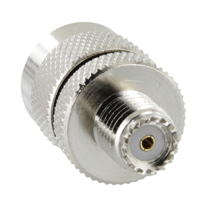 adaptador en línea de conector mini uhf hembra a uhf macho (pl 259), níquel/ oro/ teflón.