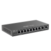 router balanceador con función sd wan, poe+ hasta 110 watts, hasta 4 servicios de internet y hasta 200 clientes con desempeño de 1 gbps