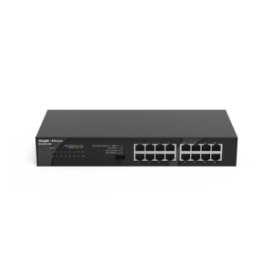 switch no administrable, visible en la topología en la nube, con 16 puertos gigabit