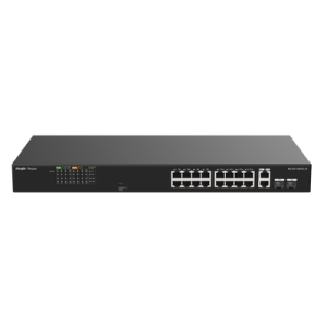switch poe+ no administrable, hasta 120 watts, ideal para cctv, 16 puertos poe +10/100, 2 uplinks gigabit y 2 sfp combo