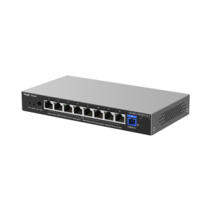 e lighten onu / switch poe+ hibrido, capa 2 con un puerto pon 1g sc/upc y 8 puertos ethernet poe+ 1g hasta 120 watts y 100 clientes