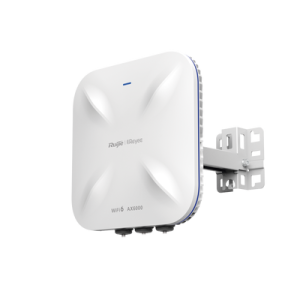 punto de acceso mesh wi fi 6 industrial para exterior omnidireccional 5.95gbps, mu mimo 4x4, 360°, filtros anti interferencia y auto optimización con ia, puerto eth 2.5g y sfp