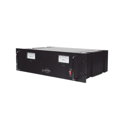 fuente de poder 13.8vcc, 50a, lineal regulada con circuito cargador de baterías, medidores, para instalación en rack fuente de poder 13.8vcc, 50a, lineal regulada con circuito cargador de baterías, medidores, para instalación en rack