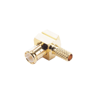 conector mcx macho en Ángulo recto de anillo plegable para cable rg 174/u, 8216, oro/ oro/ teflón.