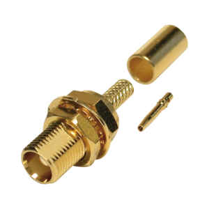 conector mcx hembra para panel trasero d plano, de anillo plegable para rg 316/u, grupo b, oro/ oro/ teflón.