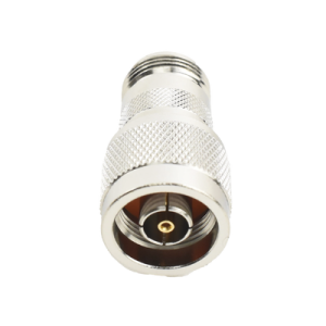 adaptador en línea, de conector n macho inverso a n hembra, níquel/ oro/ teflón.