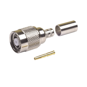 conector tnc macho inverso de anillo plegable para cables lmr 240, rg 8/x, níquel/ oro/ teflón.
