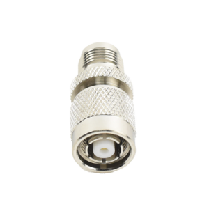 adaptador en línea, de conector tnc macho inverso a tnc hembra, nquel/ oro/ teflón.