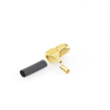 conector sma macho inverso en Ángulo recto, anillo plegable/ rg 174/u, belden 8216, oro/ oro/ teflón.