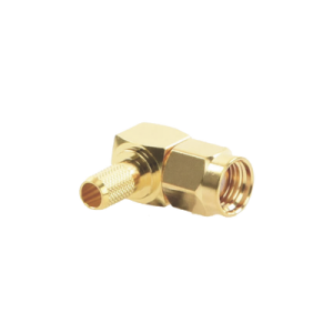 conector sma macho inverso en Ángulo recto de anillo plegable para cables rg 58/u, rg 142/u, oro/ oro/ teflón.