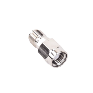 adaptador en línea de conector sma macho inverso a sma hembra, níquel/ oro/ teflón.