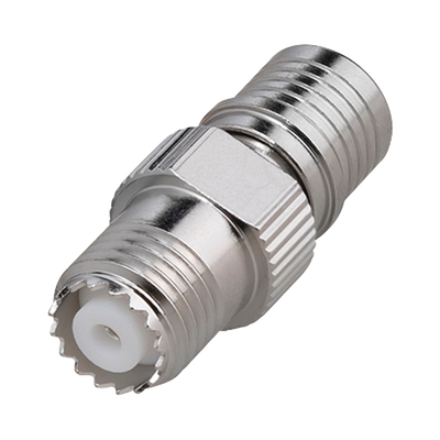 adaptador en línea, de conector qma (quick mate) macho a mini uhf hembra, bronce blanco/ oro/ teflón. adaptador en línea, de conector qma (quick mate) macho a mini uhf hembra, bronce blanco/ oro/ teflón.