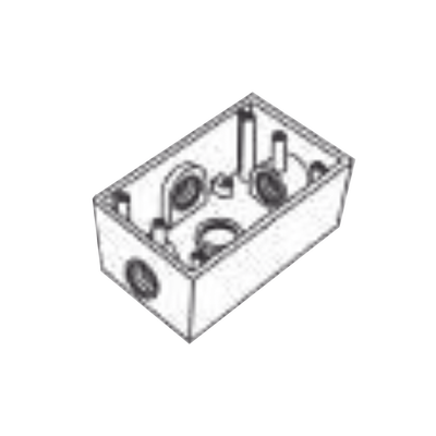 caja rectangular de 3/4" (19.05 mm ) con 4 bocas a prueba de intemperie. caja rectangular de 3/4" (19.05 mm ) con 4 bocas a prueba de intemperie.