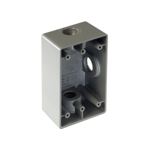 caja condulet fs de 3/4" ( 19.05 mm) con tres bocas a prueba de intemperie.