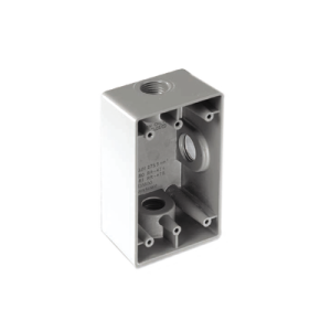 caja rectangular de 3/4"/ 3 bocas/ con recubrimiento exterior de pvc e interior purpura.