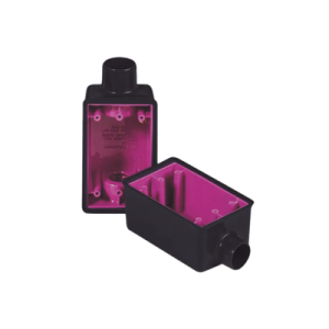 caja rectangular de 3/4" / 1 entrada / con recubrimiento exterior de pvc e interior purpura.