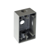 caja condulet fs de 1" (25.4 mm ) con tres bocas una arriba y una atrás a prueba de intemperie.