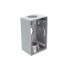 caja condulet fs de 1" (25.4 mm ) con tres bocas una arriba y una atrás a prueba de intemperie.
