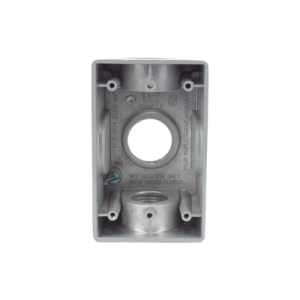 caja condulet fs de 1" (25.4 mm ) con tres bocas una arriba y una atrás a prueba de intemperie.