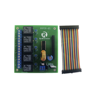 tablilla interfaz de 5 relevadores con arnés 20x2 pines para raspberry pi