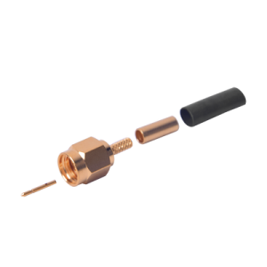 conector sma macho de anillo plegable para cables rg 174/u, 8216, oro/ oro/ teflón.