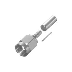 conector sma macho de anillo plegable para cables; rg 58/u plenum, rg 122, motorola blanco, niquel/oro/teflón.