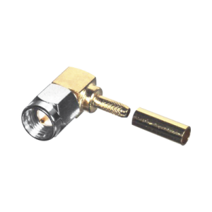conector sma macho en Ángulo recto para rg 174/u, grupo b, tuerca de acoplamiento de acero inoxidable oro/ oro/ teflón.