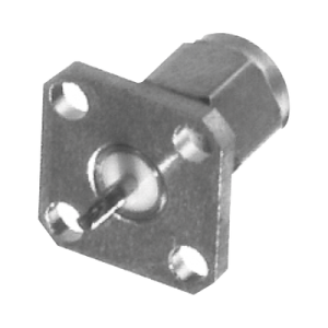 conector sma macho de montaje en panel de 4 perforaciones y terminal soldable, níquel/ oro/ teflón.â€‹