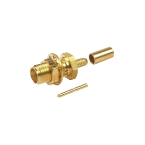 conector sma hembra para chasis en d plano, anillo plegable para cable rg 174/u, oro/ oro/ teflón.