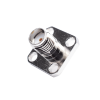 conector sma hembra, montaje de panel cuadrado, 4 perforaciones, soldable, niquel/ oro/ teflón.