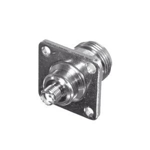 adaptador en línea para panel de sma hembra a n hembra, montaje trasero para 18 mm entre centros, níquel/ oro/ teflón.