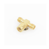 adaptador en t, de conector sma macho a doble sma hembras, oro/ oro/ teflón.