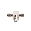 adaptador en forma t, de triple conectores sma hembra, níquel/ oro/ teflón.