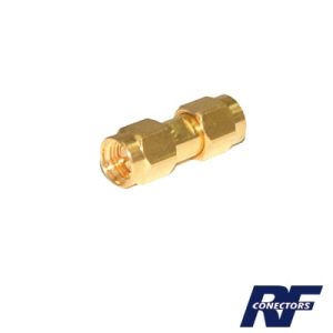 adaptador tipo barril, de conector sma macho a sma macho, oro/ oro/ teflón.â€‹