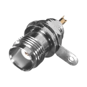 conector tnc hembra de rosca izquierda para panel frontal, níquel/ oro/ teflón.