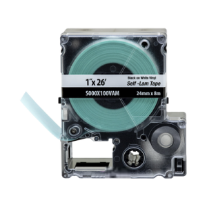 casete de etiquetas autolaminadas de cinta continua, de 24 (1 in) mm de ancho, 8 m de largo, para cables de 2.5 a 5.1 mm (10 12 awg) de diámetro, color blanco