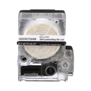 casete de 300 etiquetas autolaminadas de 19.1 x 25.4 mm, para cables de 2 a 4 mm de diámetro, Área de impresión color blanco