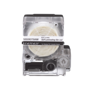 casete de 200 etiquetas autolaminadas de 25.4 x 38.1 mm, para cables de 3.1 a 7 mm de diámetro, Área de impresión color blanco