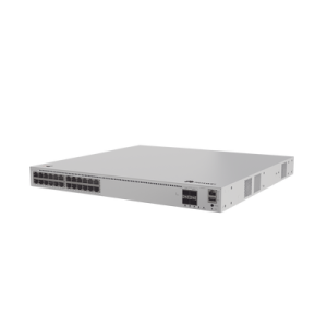 switch de distribución/core gigabit administrable poe capa 3 / 24 puertos 1000/2.5gbps (poe) / 4 puertos 10ge sfp+ uplink / erps / rutas estáticas / istack / poe perpetuo / 400w / administración nube gratis