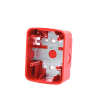 caja de montaje en pared para bocina y bocina con lampara estroboscopica y para montaje en techo de bocinas, color rojo